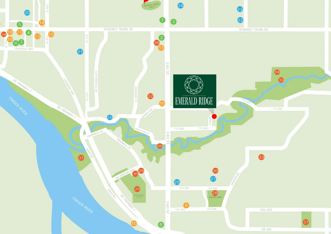 Find the location of Emerald Ridge Custom Homes on the map for a glimpse of luxury living