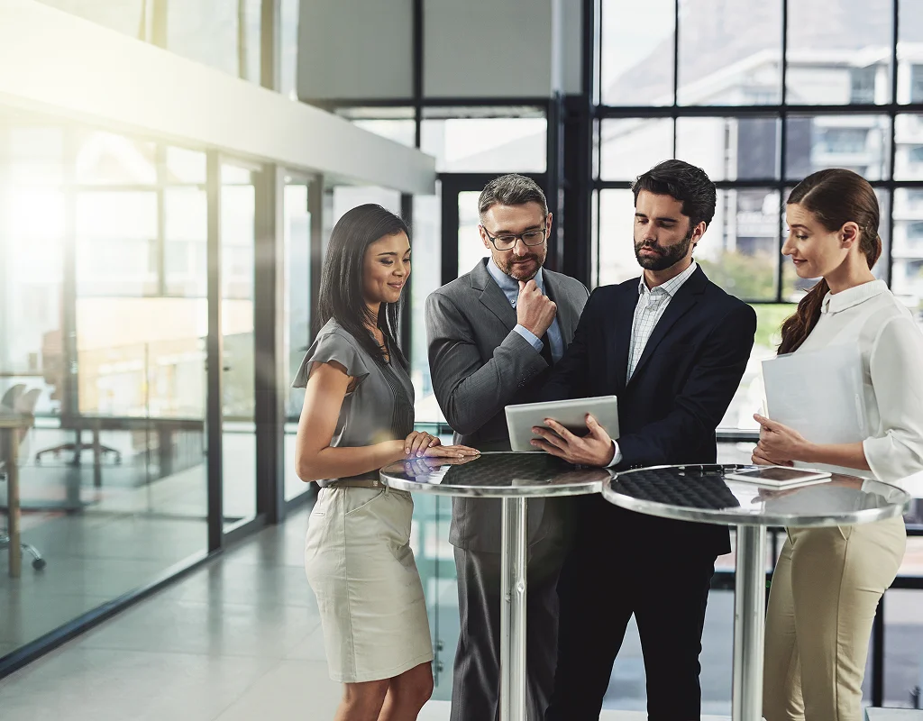 Financial advisors reviewing business financial statements