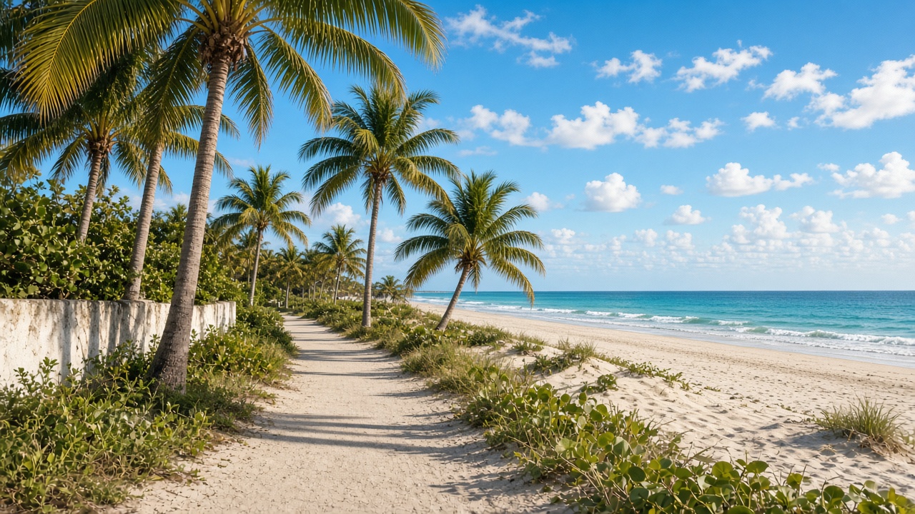 Boynton Beach coastal palms and ocean