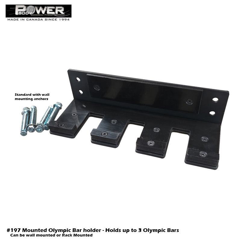 #197 Mounted Olympic Bar Holder - Holds Up to 3 Olympic Bars