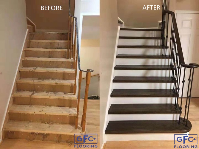 Supply and Installation of Red Oak Stairs +Spindles (Color-Pepper)#2