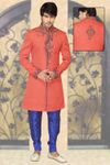 Orange Color Speckless Indo Western Sherwani