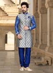 Grey Color Dazzling Indo Western Sherwani