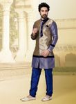 Cyan Brown Color Indo Western Sherwani