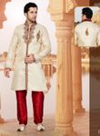 Engrossing Cream Color Indo Western Sherwani