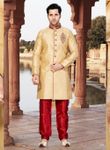 Cream Color  Ravishing Raw Silk Indo Western Sherwani