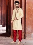 Sun Shine Cream Color Jacquard Indo Western Sherwani