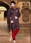 Vibrant Wine Color Indo Western Sherwani