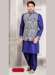 Flatter Your Look Blue Color Indo Western Sherwani