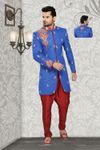 Rich Look Blue Color Indo Western Sherwani