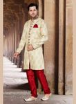 Cream Color Impressive Indo Western Sherwani