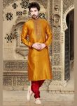 Cyan Gold Color Kurta Payjama