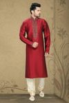 Red Color Splendid Kurta Payjama