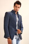 Chic Blue Linen Blazer BL5005
