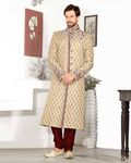 Pleasant Look Banarasi Beige Cream Royal Sherwani