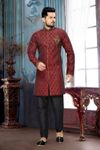 Flattering Your Look Mens Red Color Royal Sherwani