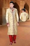 Living In Style Cream Color Mens Royal Sherwani For Wedding