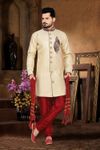 Gorgeous Look Mens Cream Color Royal Sherwani