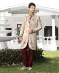 Glam Ochre Mens White Color Royal Sherwani