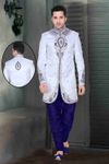 Prince Look White Color Royal Sherwani For Wedding