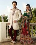 Ethnic Look Mens Cream Color Royal Sherwani