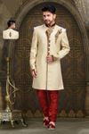 Mens Charming Look Beautiful Cream Color Royal Sherwani