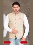 Beige Color Jute Nehru JacketFor Special Occasion