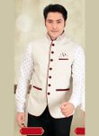 Trendy Look Beige Color Jute Nehru Jacket