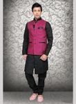 Trendy Stylish Fuchsia Color Linen Nehru Jacket