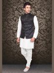 Fabulous Look Blue Color Brocade Nehru Jacket
