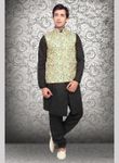 Distinctive Look Yellow Color Jute Nehru Jacket