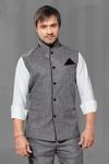 Grey Color Classic And Casual Linen Nehru Jacket