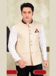 Beige Color Jute Enrapturing Nehru Jacket