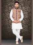 Delicate Designer Brown Color Linen Nehru Jacket