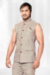 Glamorous Beige Color Linen Nehru Jacket