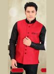 Extravagant Banarasi Red Color Jute Nehru Jacket