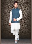 eye Catching Impression Blue Color Linen Nehru Jacket