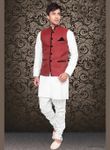 Kalamkari Maroon Color Jute Nehru Jacket