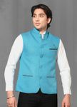Complete Ethnic Look Blue Color Nehru Jacket