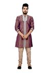 Rosybrown Artsilk Indowestern Sherwani