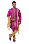 Neonpurple Artsilk Indowestern Sherwani