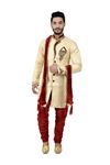 Cream Zaribrocadesilk Unique Indowestern Sherwani