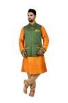 Cadminmorange Kurtasetwith Green Jacket