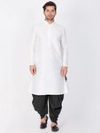 Elegant Look White And Black Cotton Kurta Dhoti Online