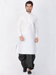 Trendy Look White Cotton Silk Kurta Dhoti Online