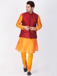 Orange Kurta Pajama With Maroon Jacket