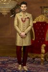 Stylish Embroidered Golden Indo Western Sherwani