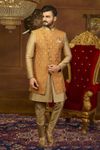 Rust Gold 3 Piece Indo Western Sherwani