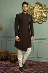 Wine Black Asymmetrical Indo Western Sherwani