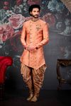 Captivating Light Orange Wedding Sherwani